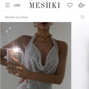 Meshki Meilani silver sparkly dress - size XXS. Worn once! Perfect condition.